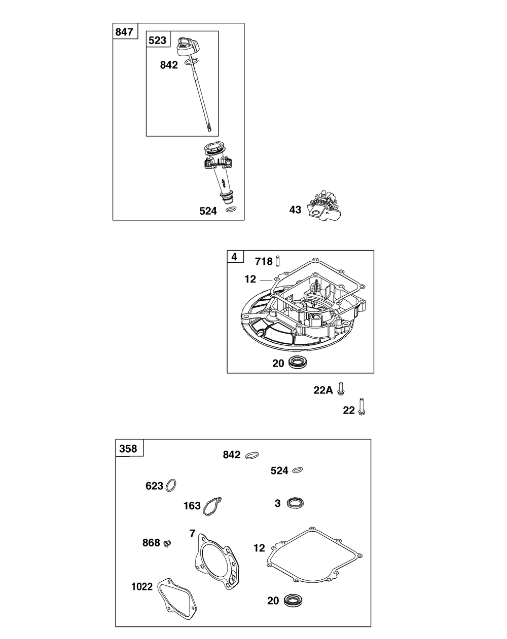 Crankcase Cover/Sump And Lubrication Group Diagram and Parts List for 103M02-0120-H5 100000 - 19Z999 Briggs and Stratton Engine